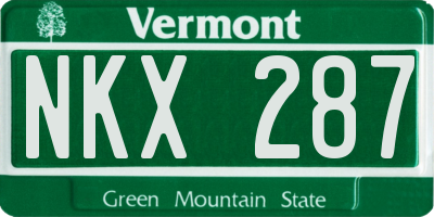 VT license plate NKX287