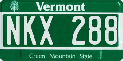 VT license plate NKX288