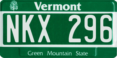 VT license plate NKX296