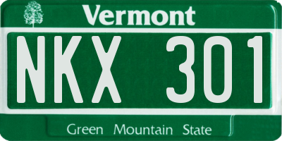 VT license plate NKX301