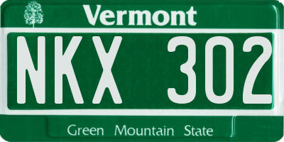 VT license plate NKX302