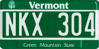 VT license plate NKX304