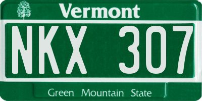 VT license plate NKX307