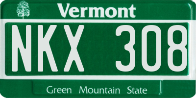 VT license plate NKX308