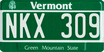 VT license plate NKX309
