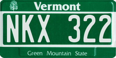 VT license plate NKX322