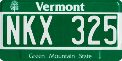 VT license plate NKX325