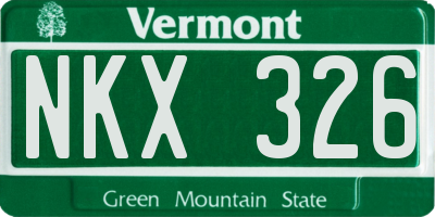 VT license plate NKX326