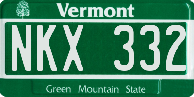 VT license plate NKX332