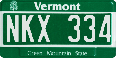 VT license plate NKX334