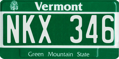 VT license plate NKX346