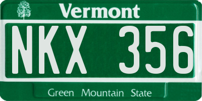 VT license plate NKX356