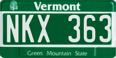 VT license plate NKX363