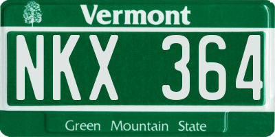 VT license plate NKX364