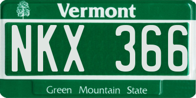 VT license plate NKX366