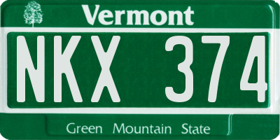VT license plate NKX374
