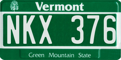 VT license plate NKX376
