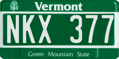 VT license plate NKX377