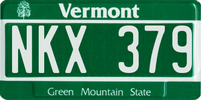 VT license plate NKX379