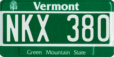 VT license plate NKX380
