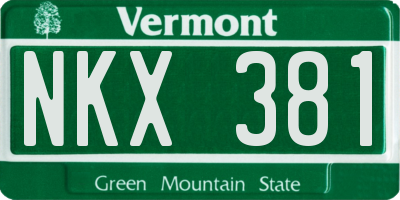 VT license plate NKX381