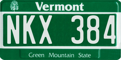 VT license plate NKX384