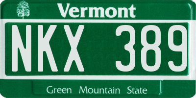 VT license plate NKX389