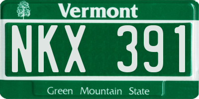 VT license plate NKX391