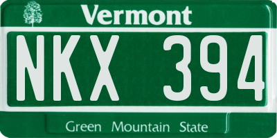 VT license plate NKX394