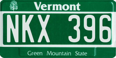 VT license plate NKX396