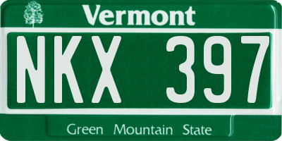 VT license plate NKX397