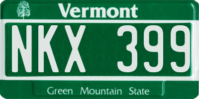 VT license plate NKX399