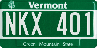 VT license plate NKX401