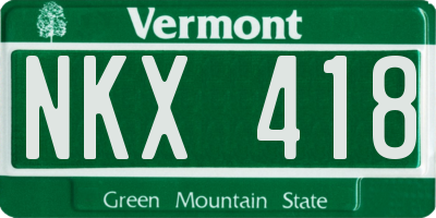 VT license plate NKX418
