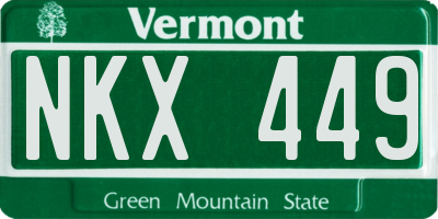VT license plate NKX449