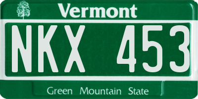 VT license plate NKX453