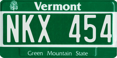 VT license plate NKX454