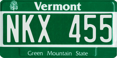 VT license plate NKX455