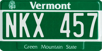 VT license plate NKX457