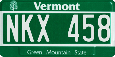 VT license plate NKX458