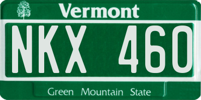 VT license plate NKX460