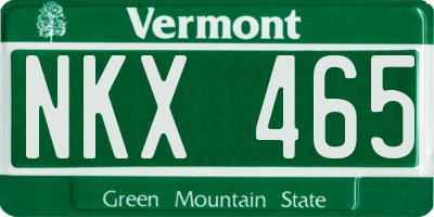 VT license plate NKX465