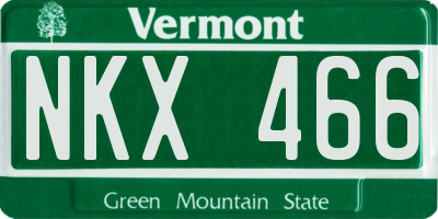 VT license plate NKX466