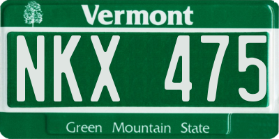 VT license plate NKX475