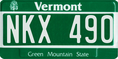 VT license plate NKX490