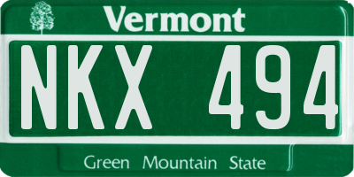 VT license plate NKX494