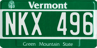 VT license plate NKX496
