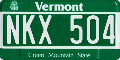 VT license plate NKX504