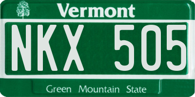 VT license plate NKX505