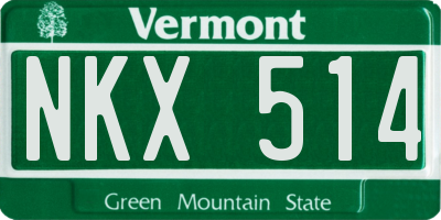 VT license plate NKX514